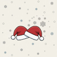 Santa Claus vector illustration with hat, gift, and snowflake for a fun Christmas holiday card