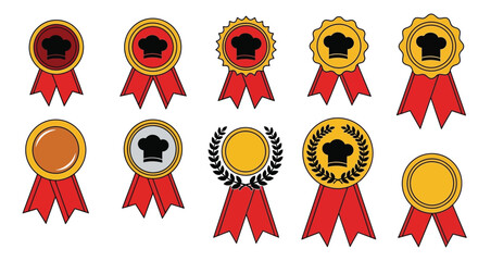Chef awards vector graphic set culinary excellence achievement