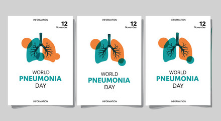 World Pneumonia Day posters vector illustration for medical awareness campaign isolated on white background