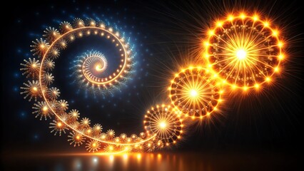 A vibrant burning heart shape glows with fractal energy and bright color in this colorful fantasy illustration featuring a cosmic explosion of light against a black galaxy wallpaper backdrop