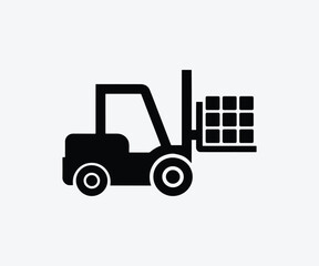 Forklift truck icon minimal vector illustration for warehouse and logistics