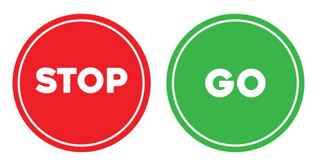 Stop and Go sign in illustration. Warning Stop Traffic Road Sign. Road safety sign board symbols .Traffic control signs. 