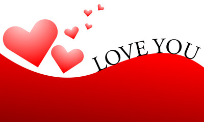 love card template with typography and heart shapes abstract background