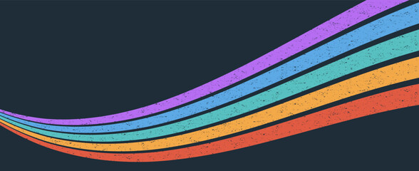 Clean geometric layout with curved groovy rainbow stripes. Great for modern vector art and minimal 90s inspired backgrounds.