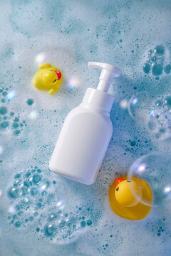 Bath time fun with bubbles and rubber duckies