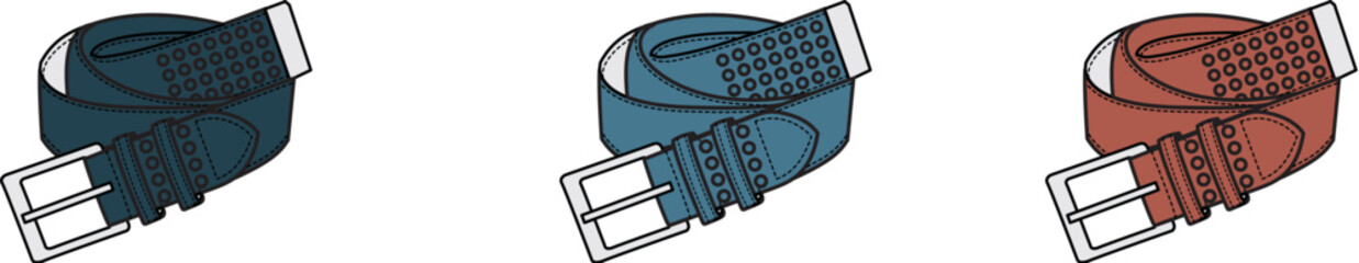 Rolled belts with metal buckles in various colors a versatile accessory for fashion and style