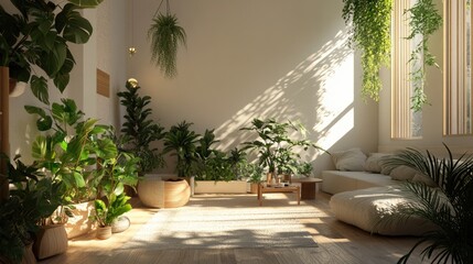 Sunlit Indoor Oasis - A Lush Haven of Greenery and Serenity.