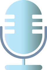 Modern blue gradient microphone icon for audio recording and broadcast isolated on transparent background, Vector