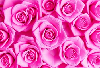 Geometric rose patterns in vibrant pink hues, abstract digital art,  design,  digital art