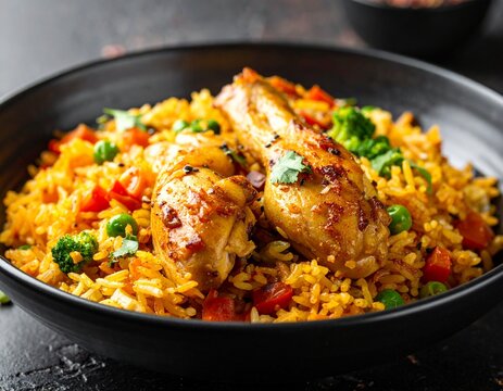 Delicious Chicken and Rice Dish with Vegetables, a Flavorful and Nourishing Meal