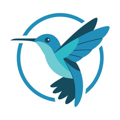 Fototapeta premium Blue flying hummingbird vector