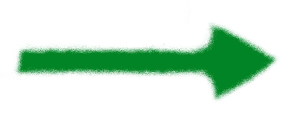 green grunge arrow pointing right with rough textured edges in transparent background, bold green hand drawn arrow illustration with grunge style, rough edge green direction arrow icon