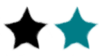 black and teal grunge star set with rough hand drawn texture, bold star pair illustration with sketch textured edges, abstract two star icons in distressed style