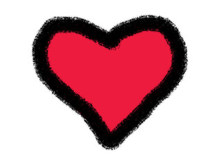bold red grunge heart shape png with thick textured sketch outline, rough hand drawn heart shape with distressed edges, abstract red heart icon in grunge artistic style