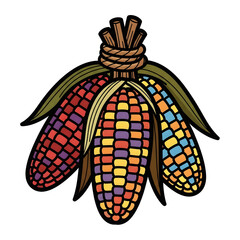 Colorful Decorative Indian Corn Bundle – Thanksgiving Harvest PNG for Fall Decorations and Seasonal Design