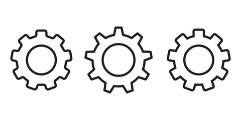 Gear setting icon set, containing Cog wheel, Gear wheel symbol, Vector illustration.
