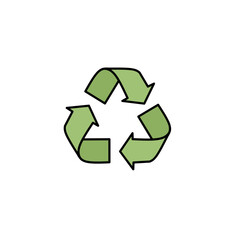 Flat vector set of eco-friendly icons featuring plants, solar panels, wind turbines, recycling symbols, and green lifestyle elements promoting sustainability and renewable energy