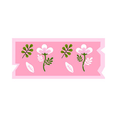 Pink washi tape with simple flower design in a cute and minimal decorative look.