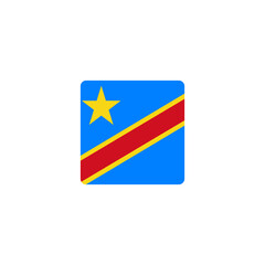 Square flag of the Democratic Republic of Congo with rounded corners isolated on a transparent background. Perfect for educational materials, travel content, and national representation design project