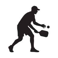 Pickleball Player Playing Racket Sport Silhouette