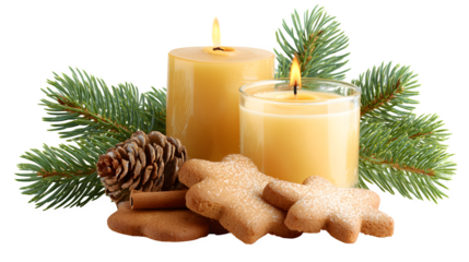 Cozy Christmas Still Life, isolated on transparent background