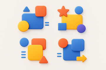 set of colorful blank text box