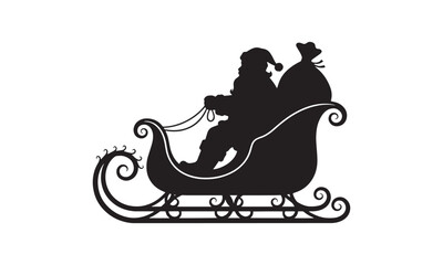 Santa Claus in Sleigh Christmas Holiday Silhouette