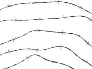 A barbed wire isolated on transparent background wide screen