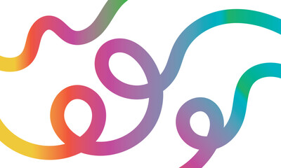 Colorful gradient looping lines abstract background. Vibrant curved lines with gradient colors forming artistic loops on a white background, symbolizing creativity, motion, and modern digital design.
