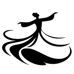 Minimalist Sufi dance silhouette
