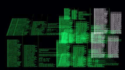 Futuristic Hacker Interface Glitch: Animated Cyberpunk UI Data Stream Tech Background Loop for Digital Security Screens - Powered by Adobe