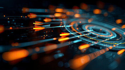 Abstract glowing arrows target concept