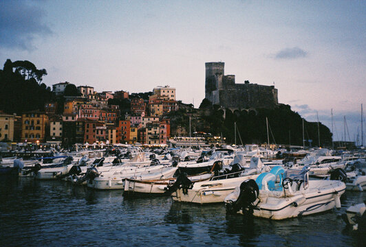 Evening Harbor in Lerici, Italy  

