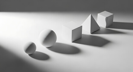 Geometric shapes and shadows in dramatic lighting