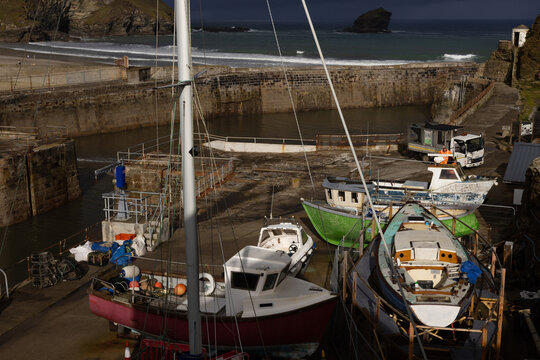 Boats on dry dock, Portreath Harbour