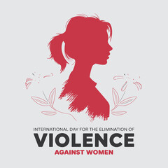 Vector art of silhouette of a woman with flowers, promoting international day for the elimination of violence against women