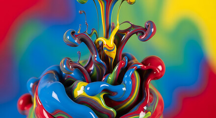 Vibrant liquid ink explosion in abstract colors