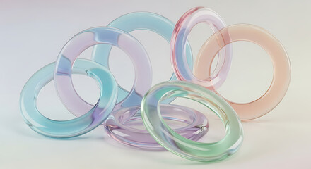 Abstract pastel colored rings with soft gradient lighting