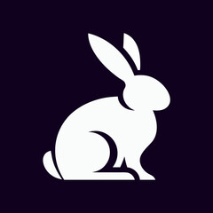 Creative bunny logo icon vector with black background, perfect for eco-friendly and organic product labels.