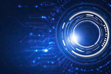 Abstract digital technology background blue glowing circles