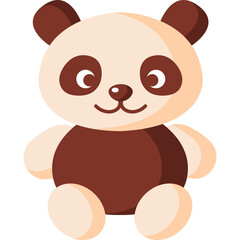 Cute Panda Toy Sitting With A Friendly Smile And Dark Brown Body On A Transparent Background