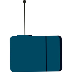 Dark Teal Retro Radio With Antenna Silhouette On White Background Modern Digital Art Design