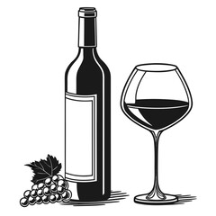 wine bottle and glass