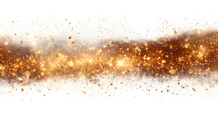 Golden glitter dust swirling in a cosmic nebula, creating a magical, celebratory atmosphere