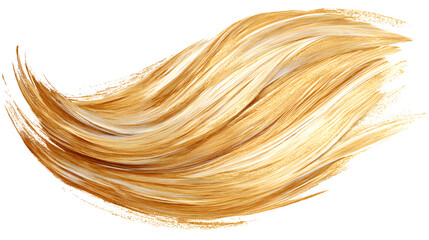 Flowing blonde hair strand with highlights, symbolizing beauty and health.
