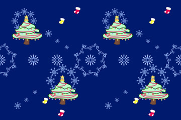 seamless christmas pattern with trees, stars,snowflakes. Xmas wallpapers,design illustration for woven textile printing,card,picture books, Gift wrapping paper,New Year's vector of a party background