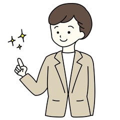 指差しする女性(上半身)