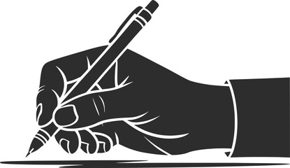 Hand Holding Pen Writing Vector Illustration.