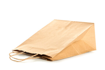 Delivery paper bag on white background