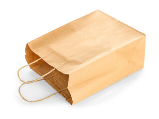 Delivery paper bag on white background